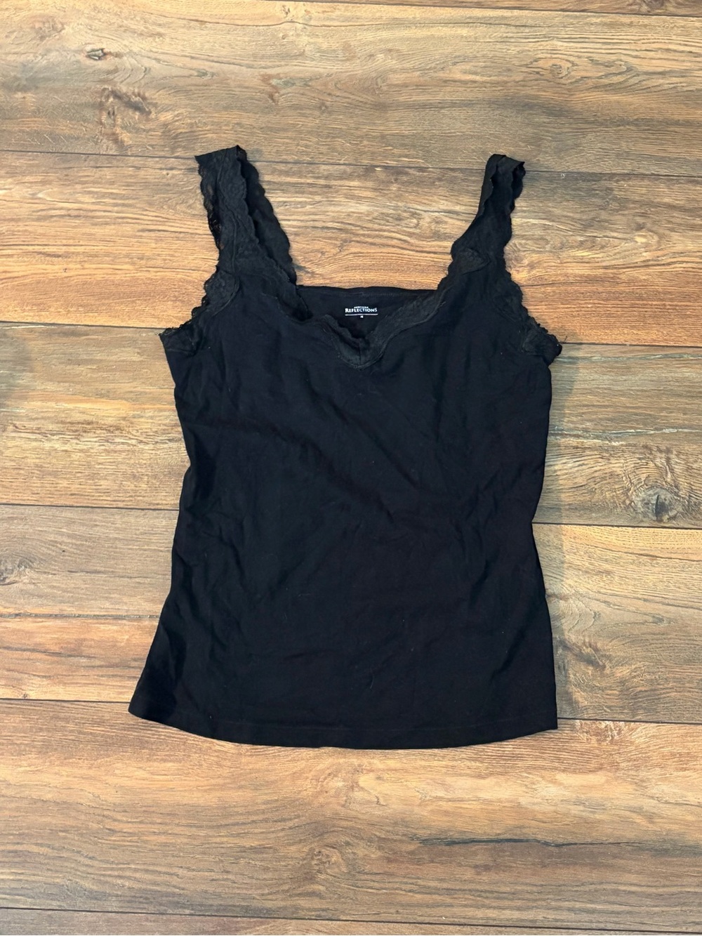 Northern Reflections Women’s M Black Lace Trim V-Neck Cami Tank Top